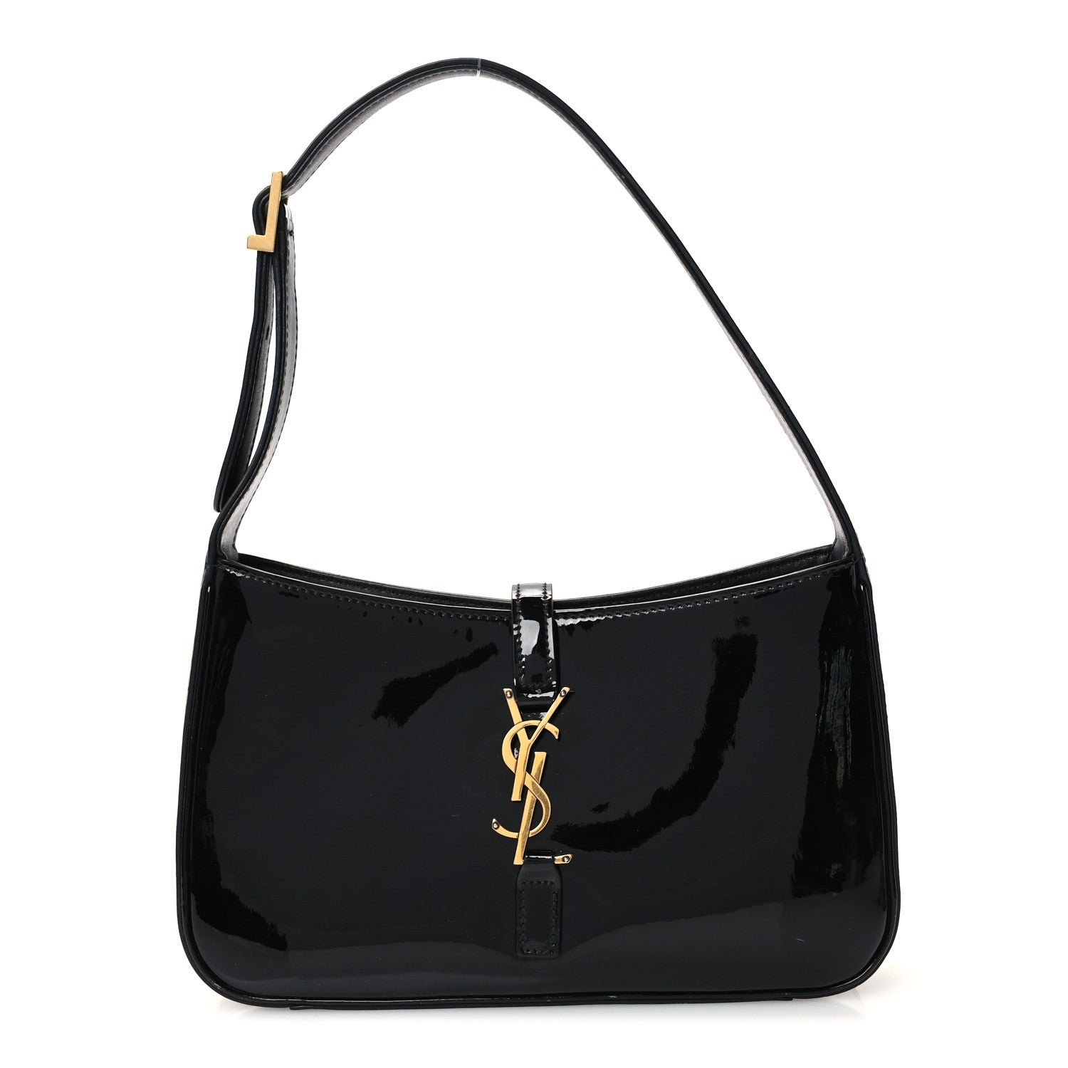 Saint Laurent Patent Le 5 A 7 Hobo Black