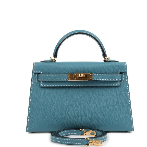 Hermes Hermes Kelly Sellier 20 Blue Jean Epsom Gold Hardware