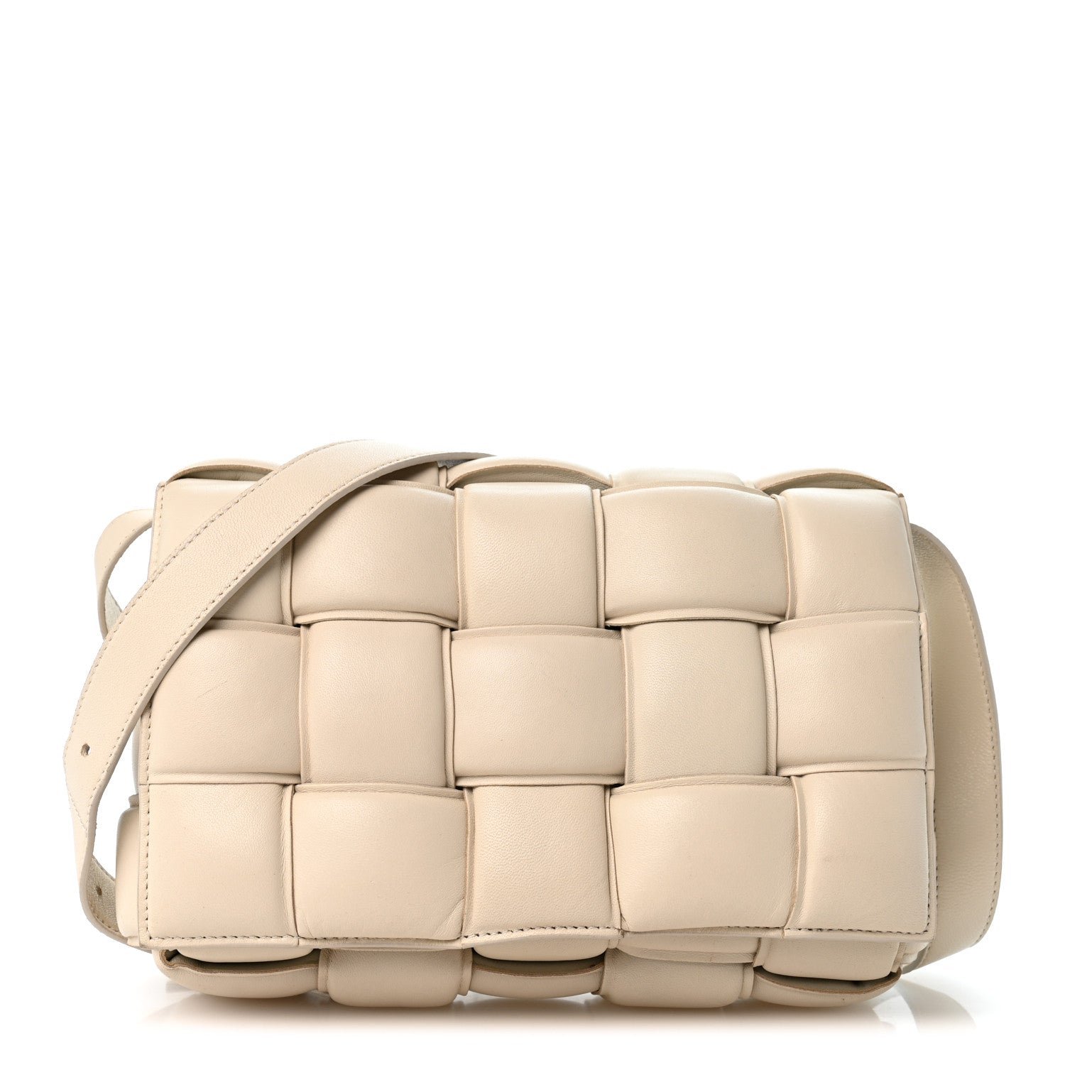 Bottega Veneta Nappa Maxi Intreccio Padded Cassette Crossbody Bag Chalk
