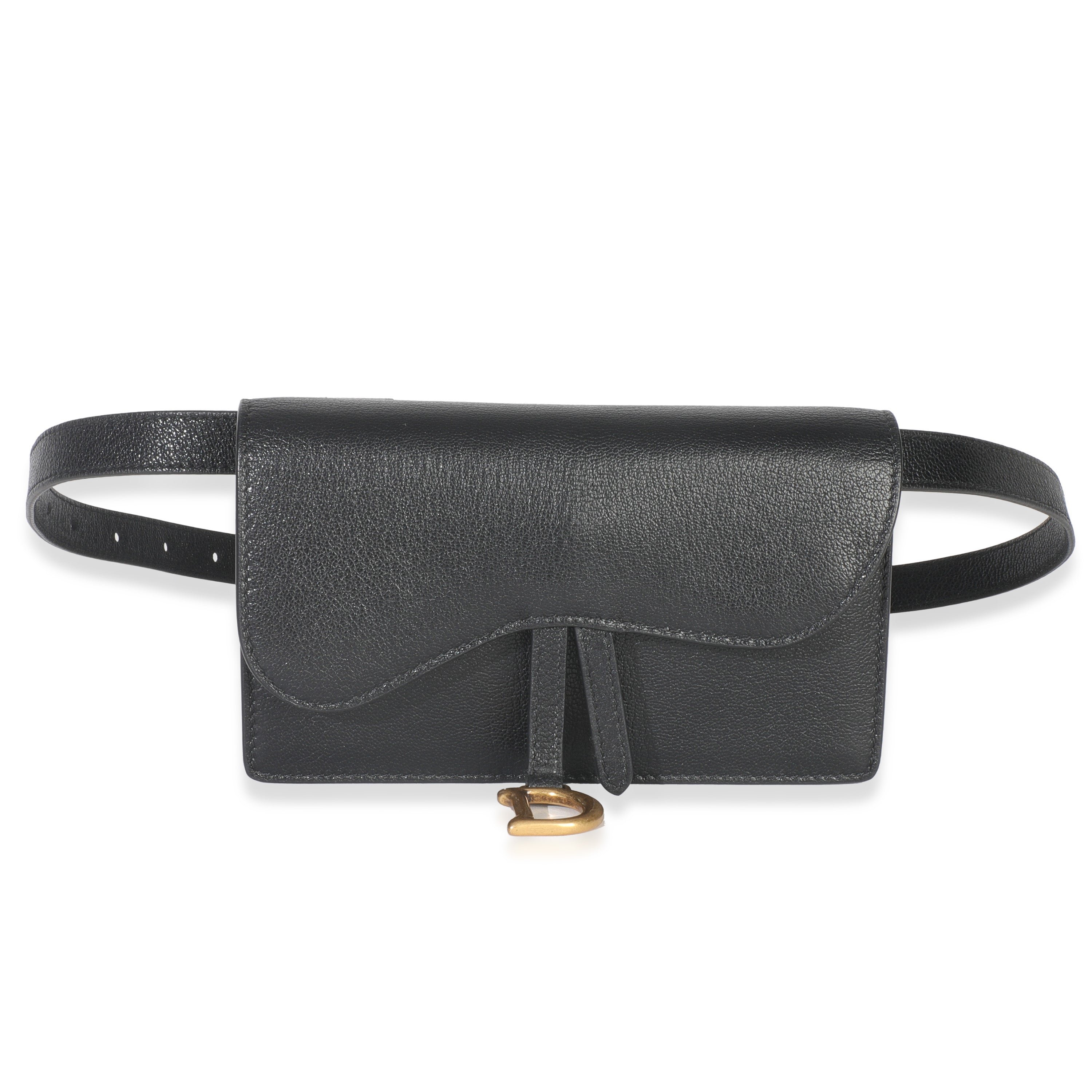 Dior Black Leather Saddle Belt Pouch