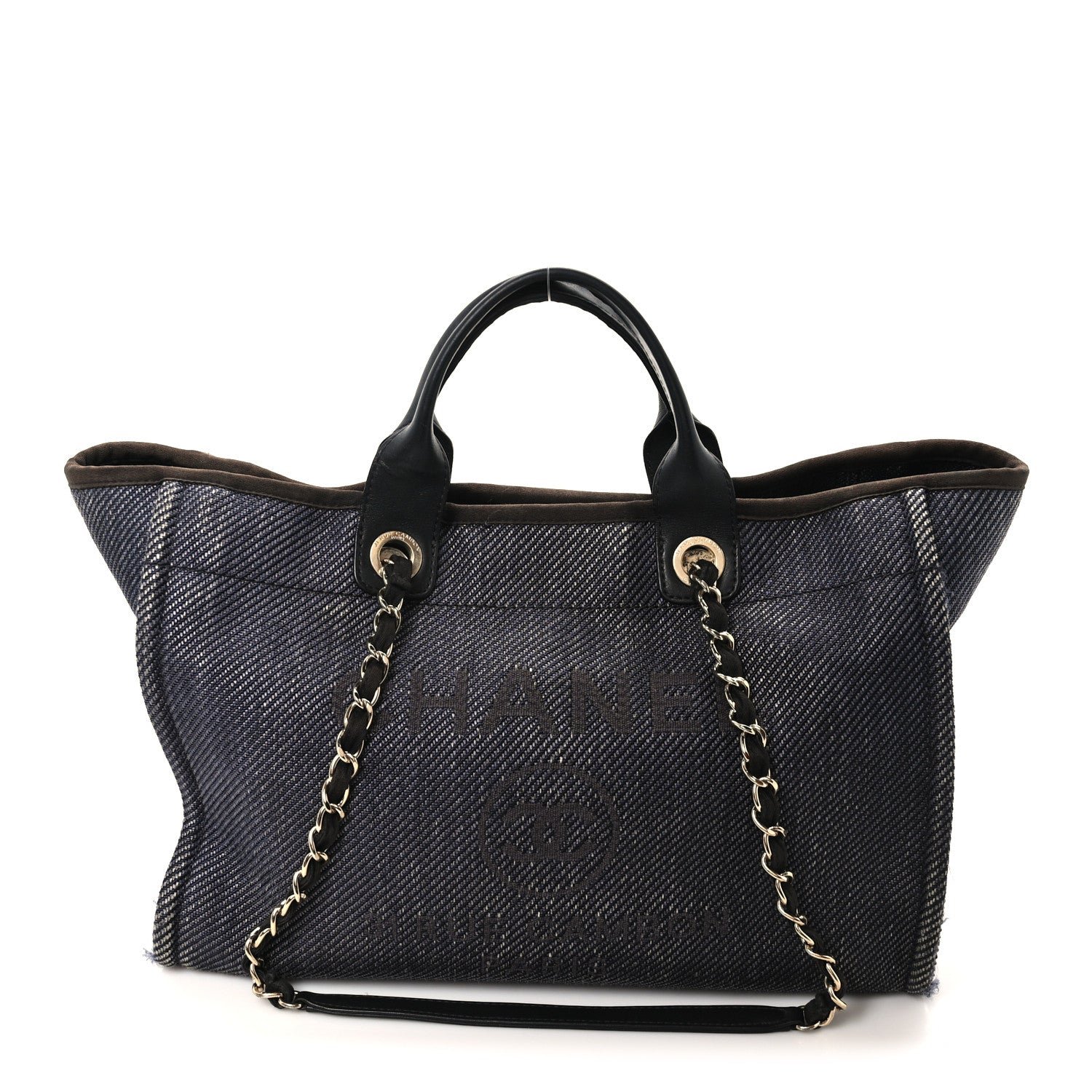 Chanel Denim Medium Deauville Tote Dark Blue