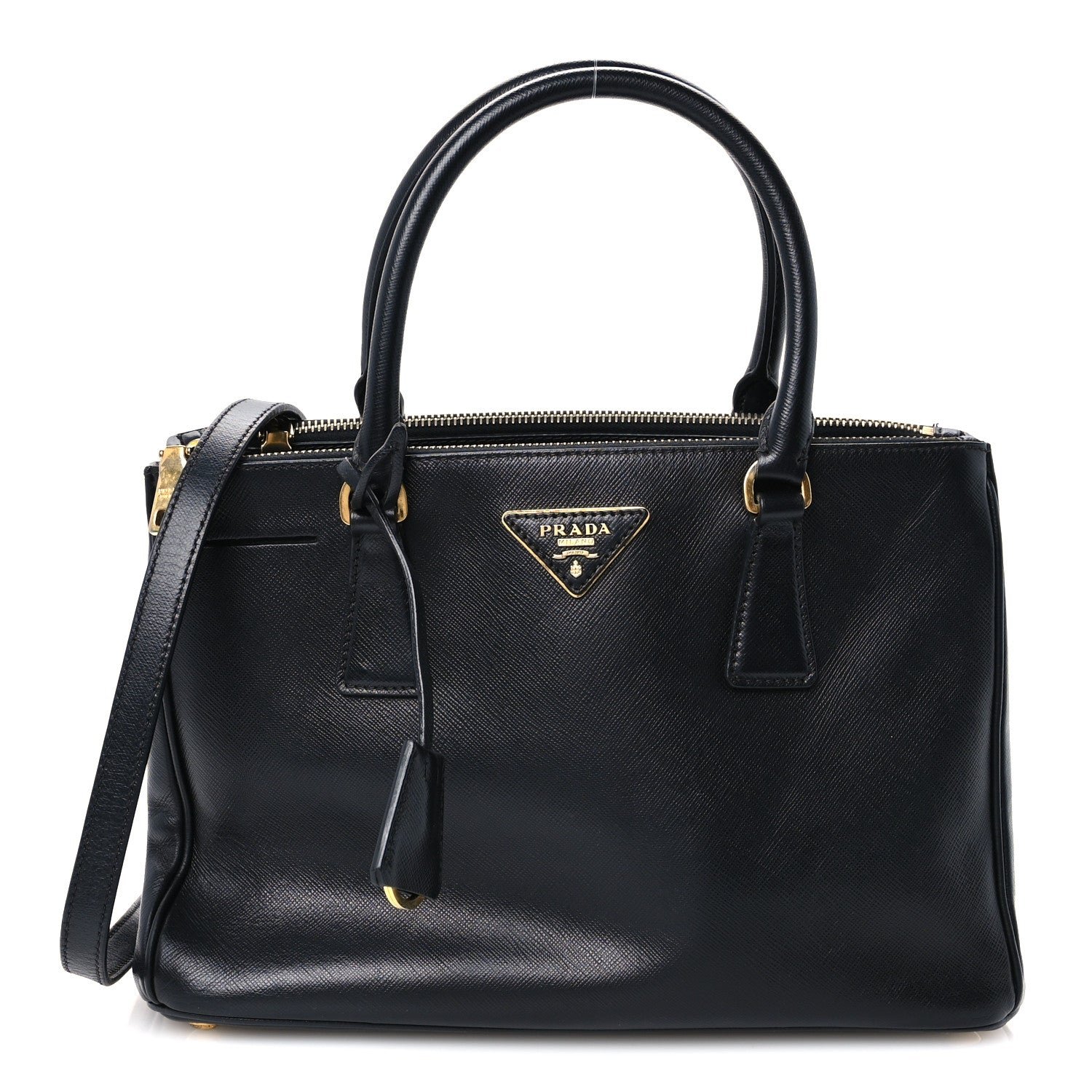 Prada Saffiano Small Galleria Double Zip Tote Black