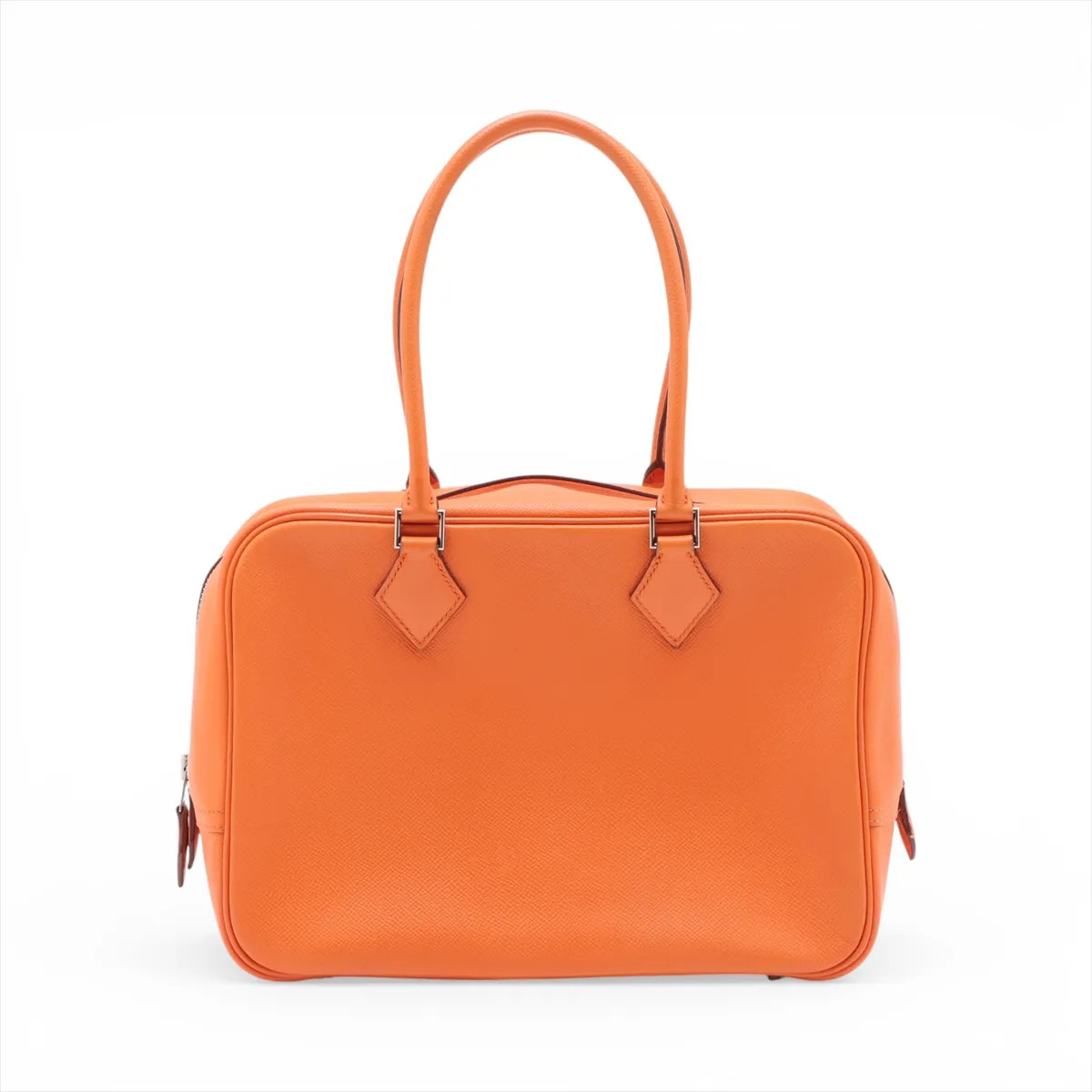 Hermès Plume 28 Veau Epsom Orange Silver Metal Fittings