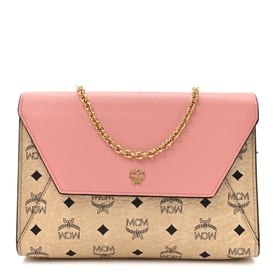 MCM Visetos Tri-Fold Crossbody Beige  Soft Pink