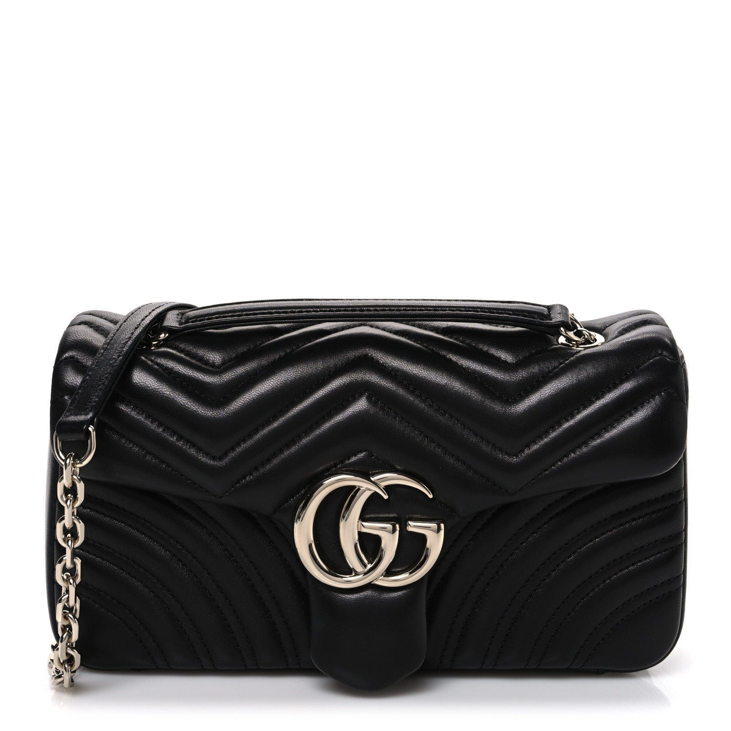 Gucci Lambskin Matelasse Medium GG Marmont Shoulder Bag Black