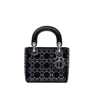Mini Satin Cannage Crystal Embellished Lady Dior