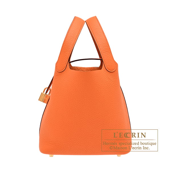 Hermes Picotin Lock bag 18/PM Orange Clemence leather Gold hardware