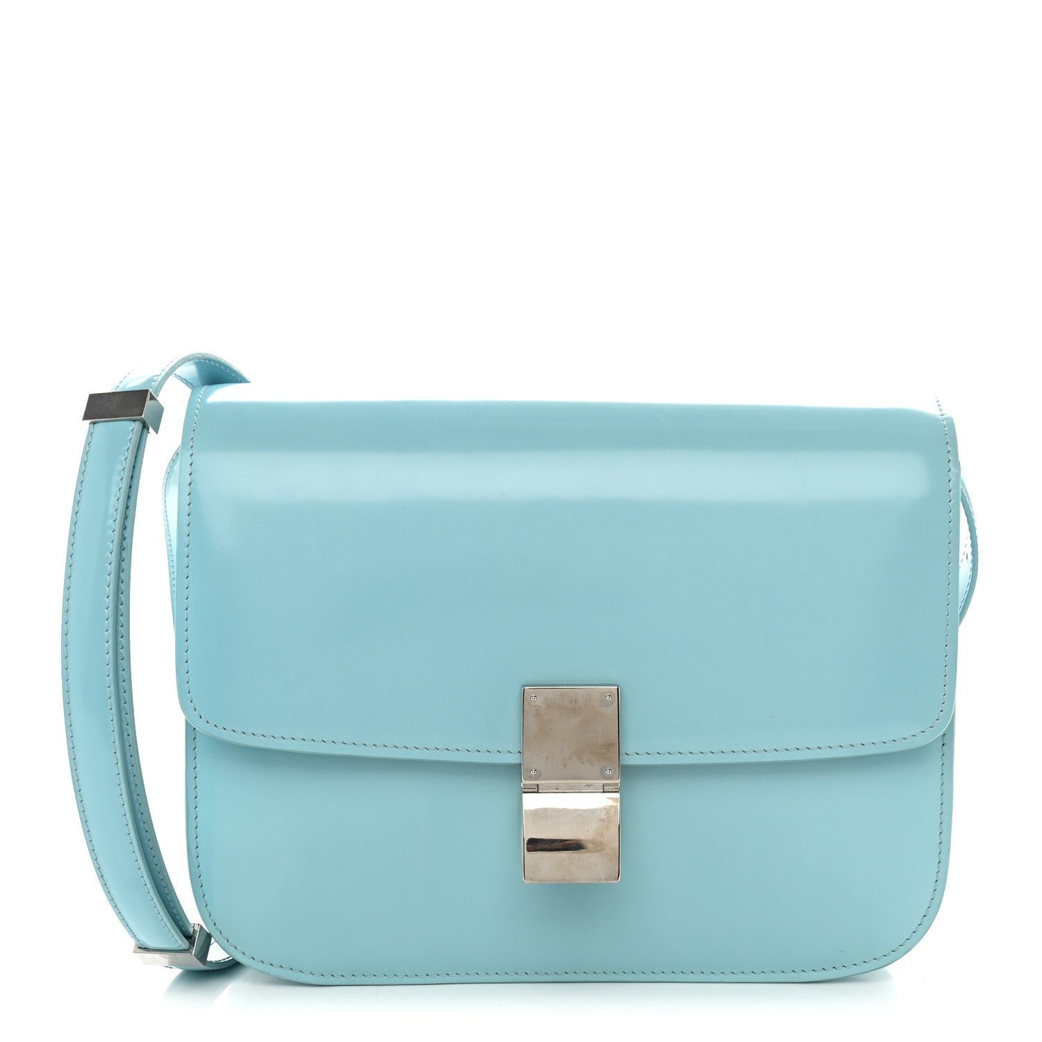 Celine Spazzolato Calfskin Medium Classic Box Flap Bag Porcelain