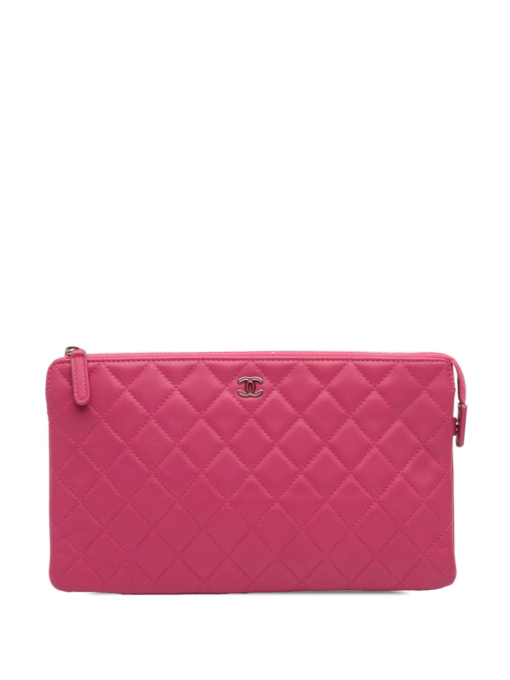 2015-2016 Quilted Caviar CC Enamel Double Zip clutch bag