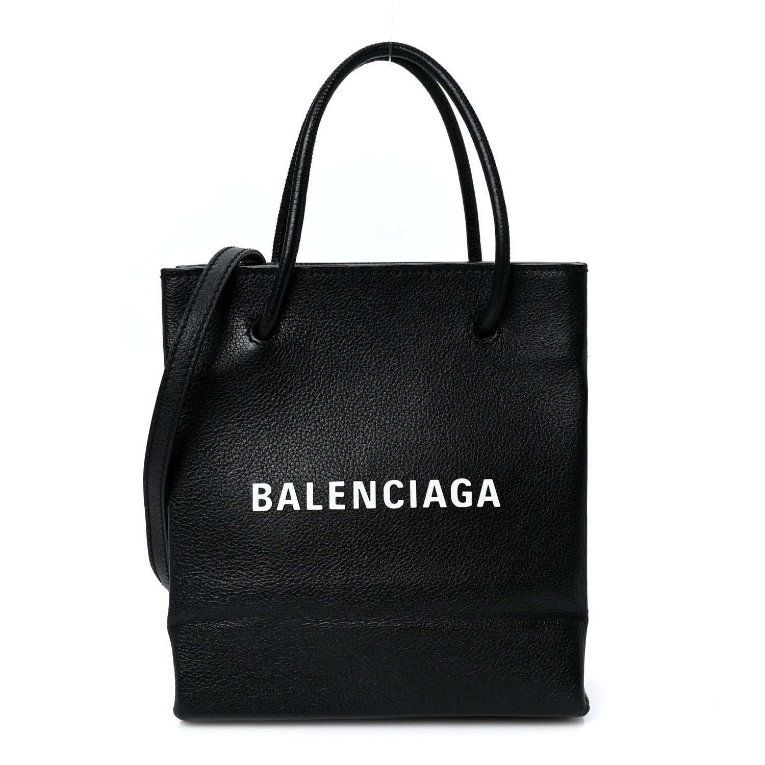 Balenciaga Calfskin Logo XXS Shopping Tote Black