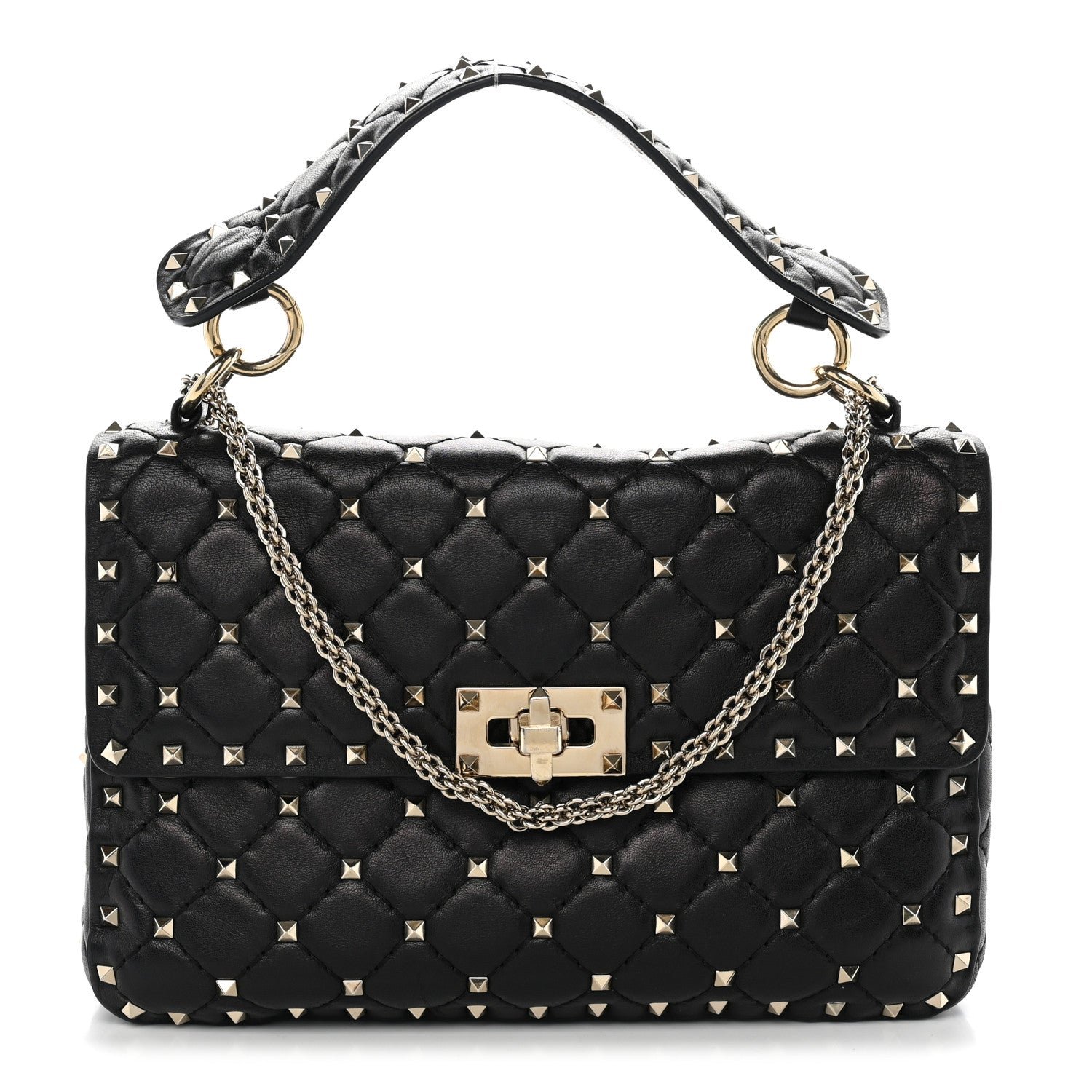 Valentino Garavani Nappa Medium Rockstud Spike Shoulder Bag Black