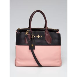 Louis Vuitton Louis Vuitton Pink/Black Pebbled Leather City Steamer MM Bag