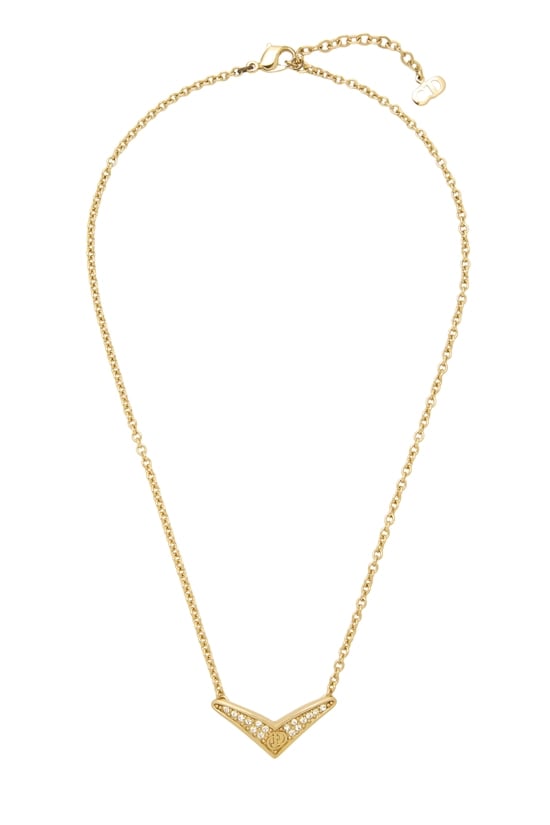 Gold Crystal 'CD' Necklace