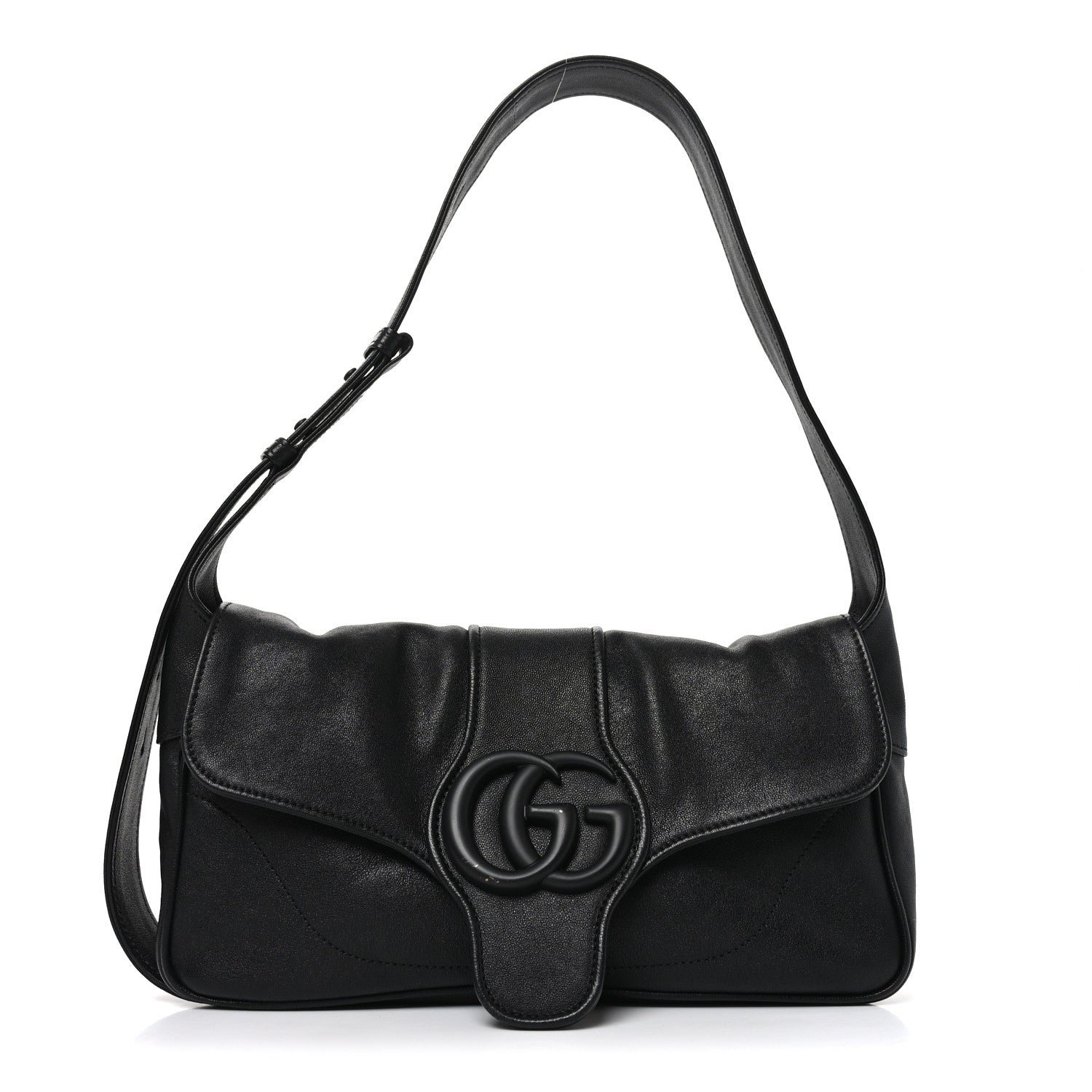 Gucci Goatskin Small GG Monochrome Aphrodite Shoulder Bag Black