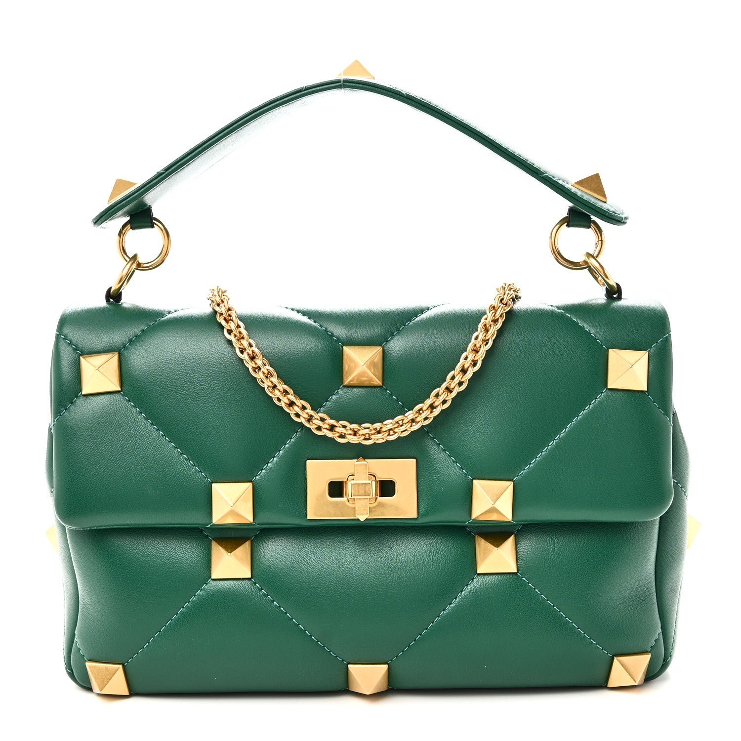 Valentino Garavani Nappa Large Roman Stud Shoulder Bag Jungle