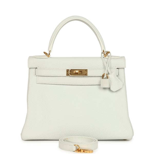 Hermes Hermes Kelly Retourne 28 White Clemence Gold Hardware