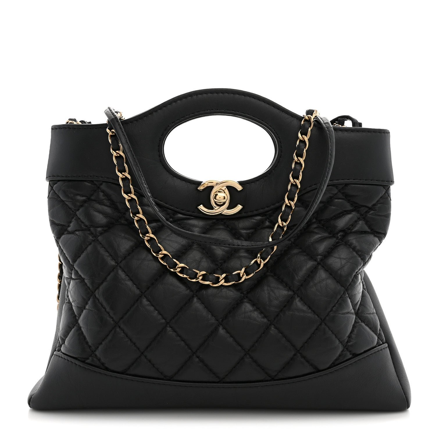 Chanel Aged Calfskin Quilted Mini 31 Shopping Bag Black