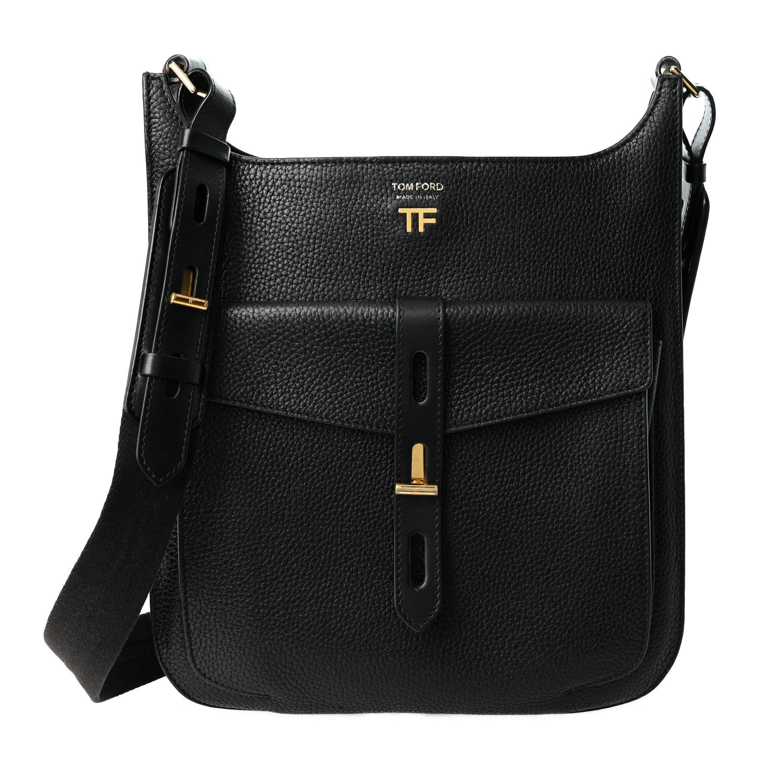 Tom Ford Grained Calfskin Rialto Crossbody  Black