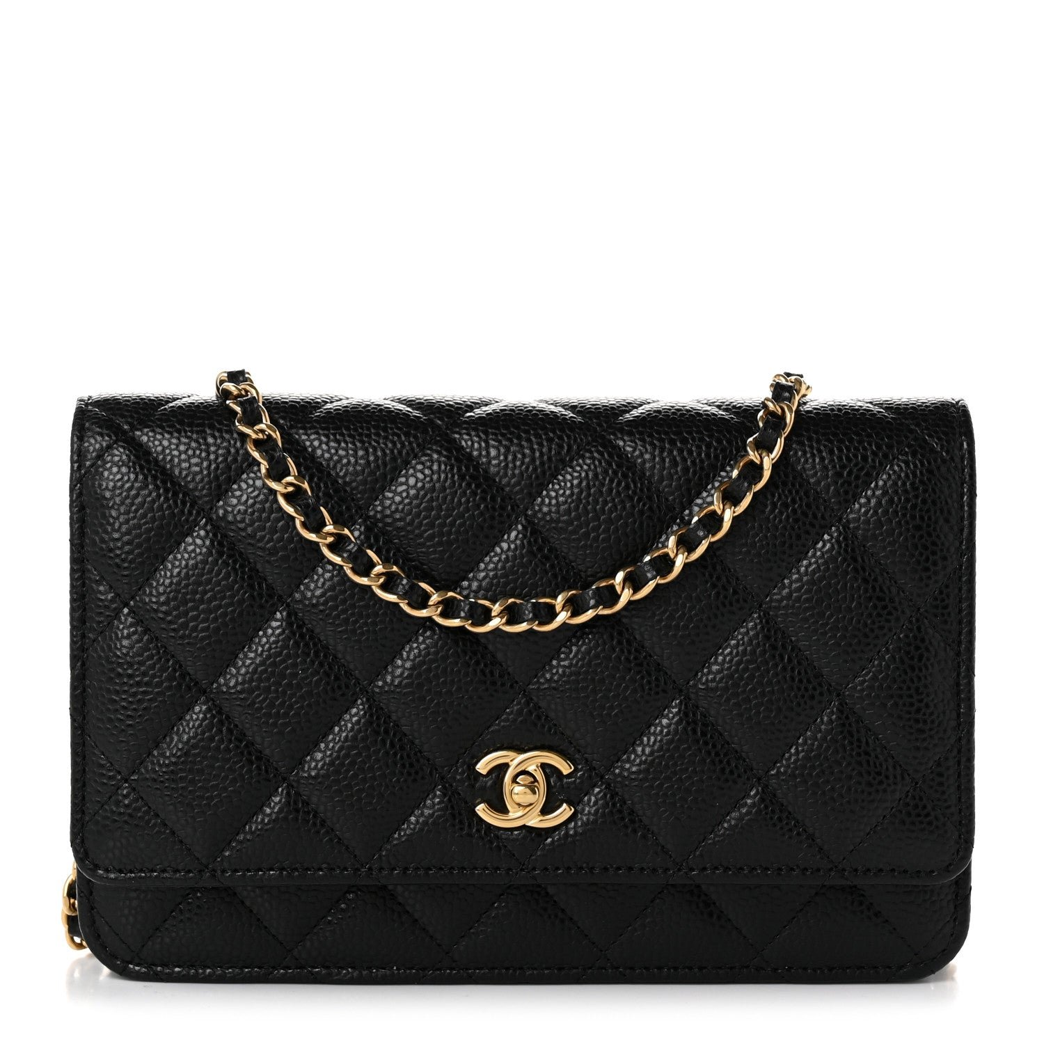 Chanel Caviar Quilted CC Turnlock Wallet On Chain WOC Black