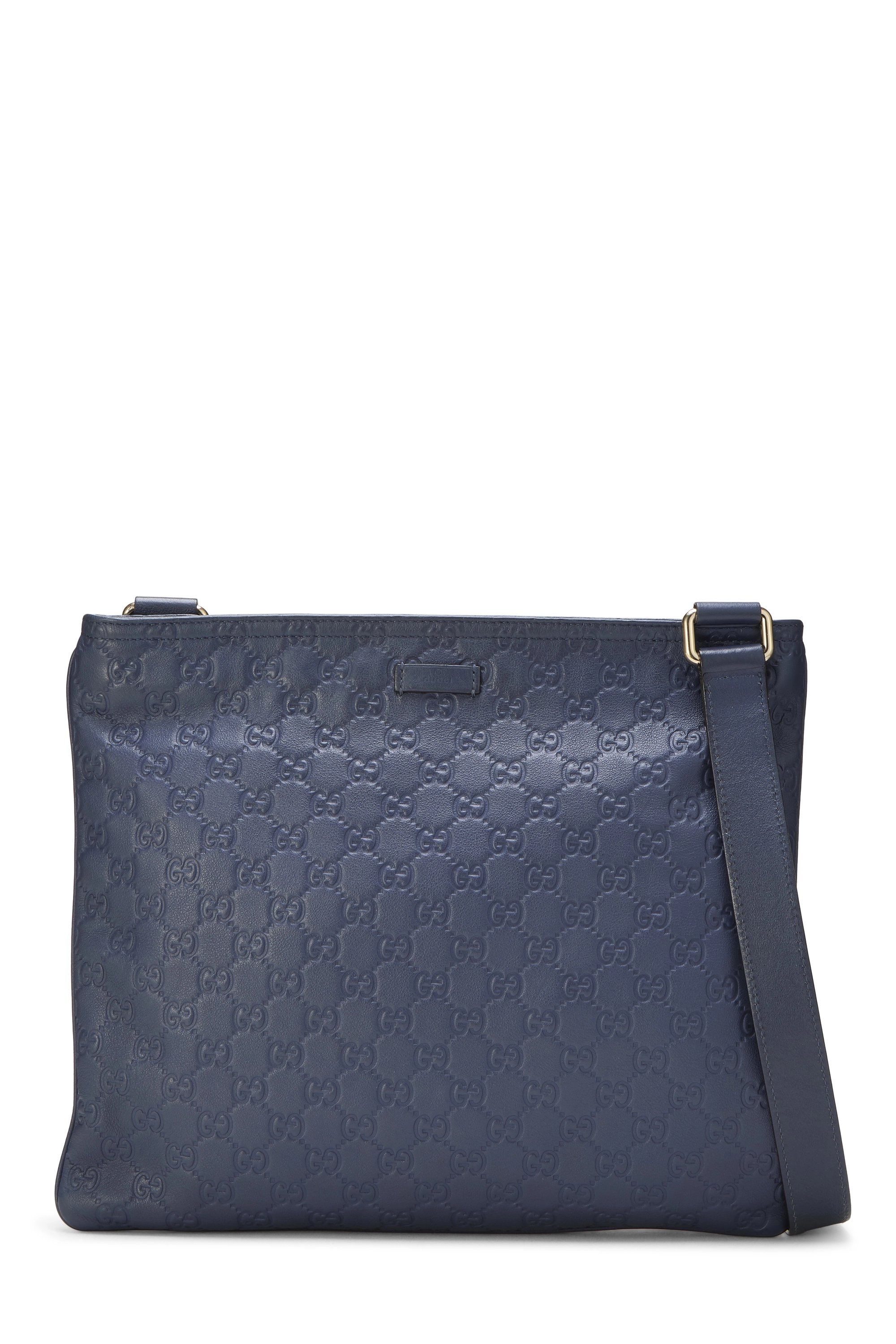 Blue Guccissima Flat Messenger