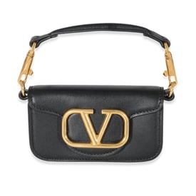 Valentino Valentino Black Leather Vlogo Mini Locò Bag