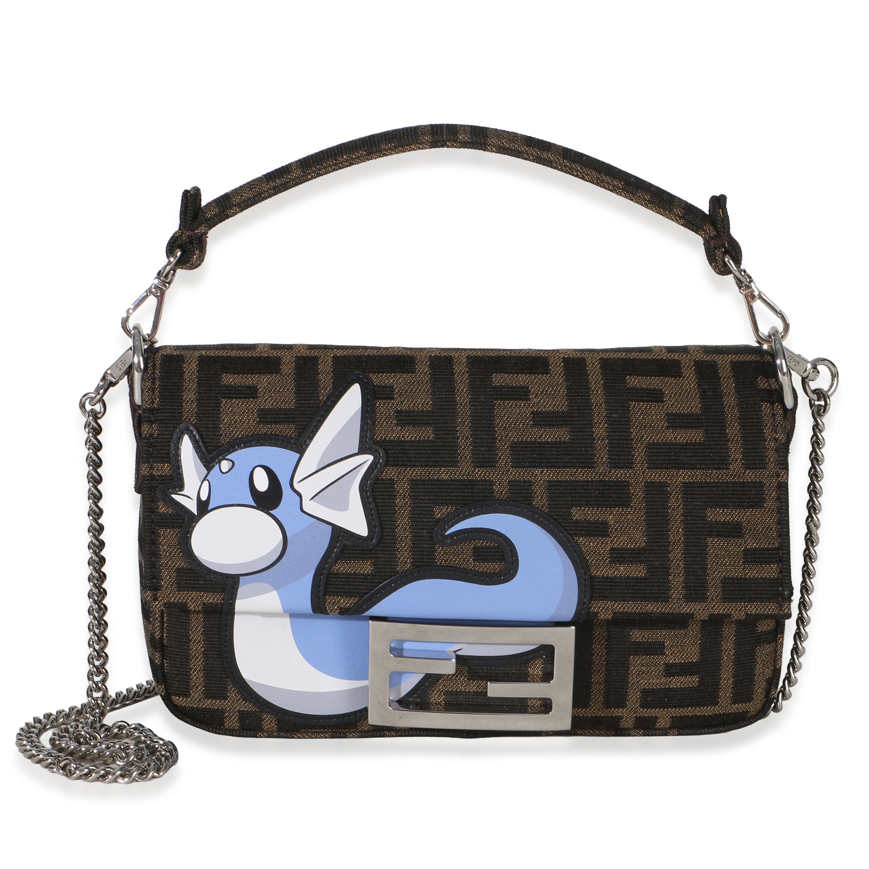 X FRGMT X POKEMON Brown FF Jacquard Fabric Dratini Mini Baguette Bag