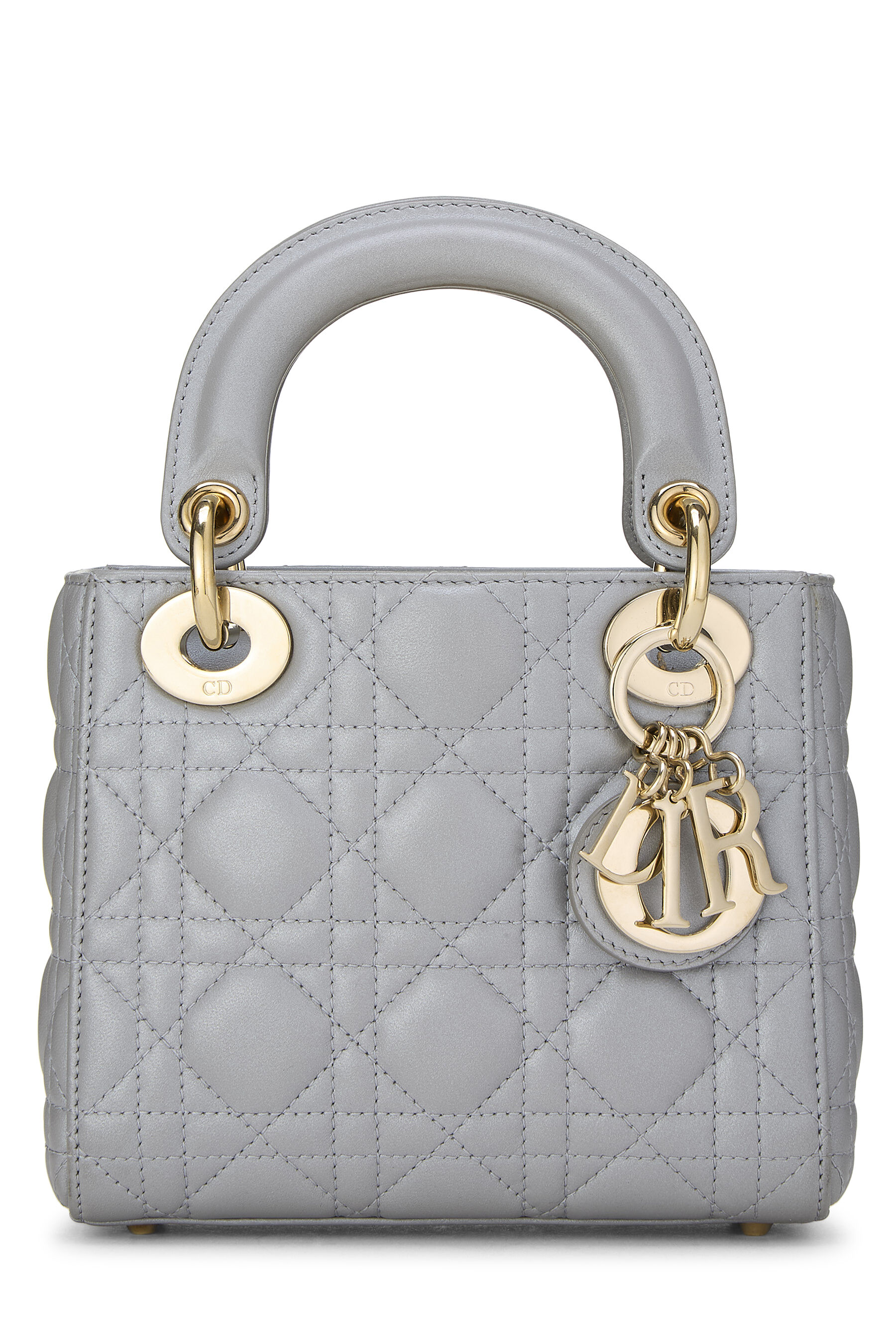 Grey Cannage Quilted Lambskin Lady Dior Mini