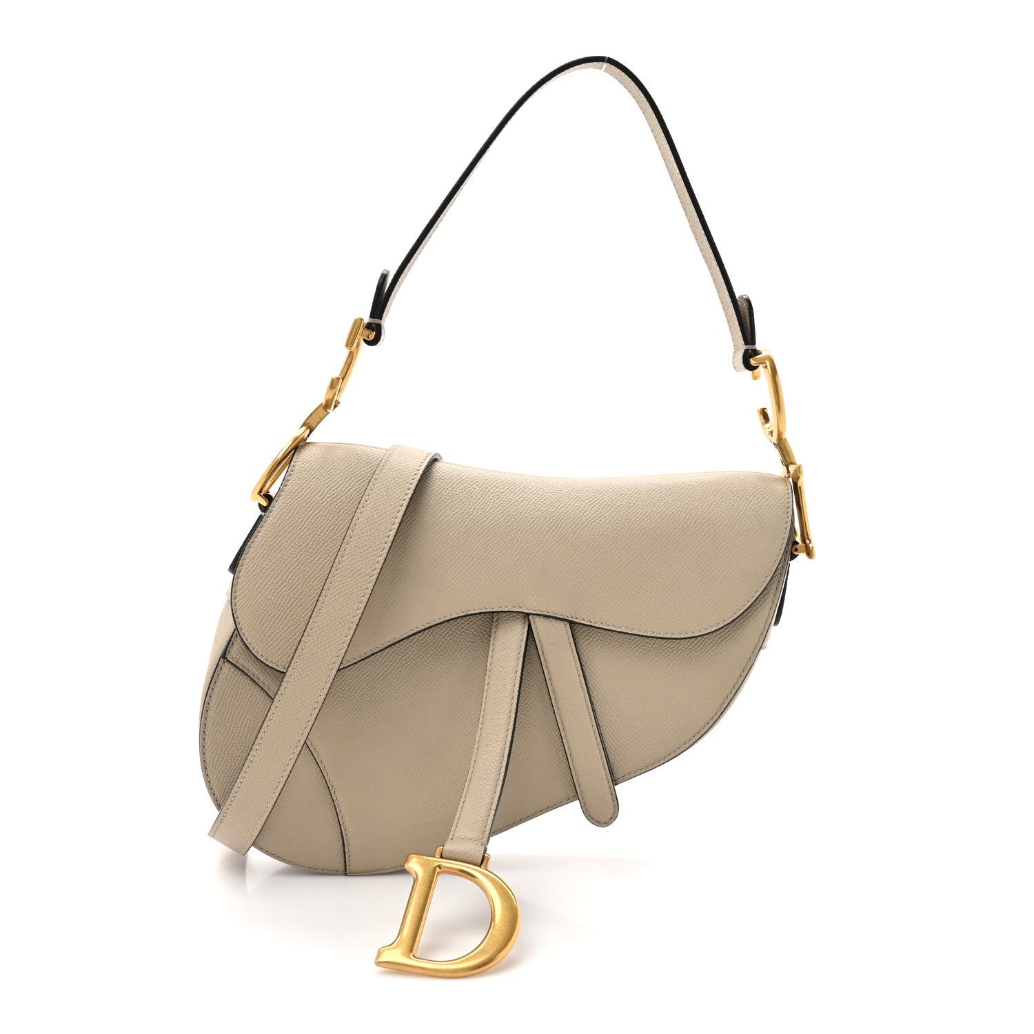 Christian Dior Grained Calfskin Saddle Bag With Strap Sable