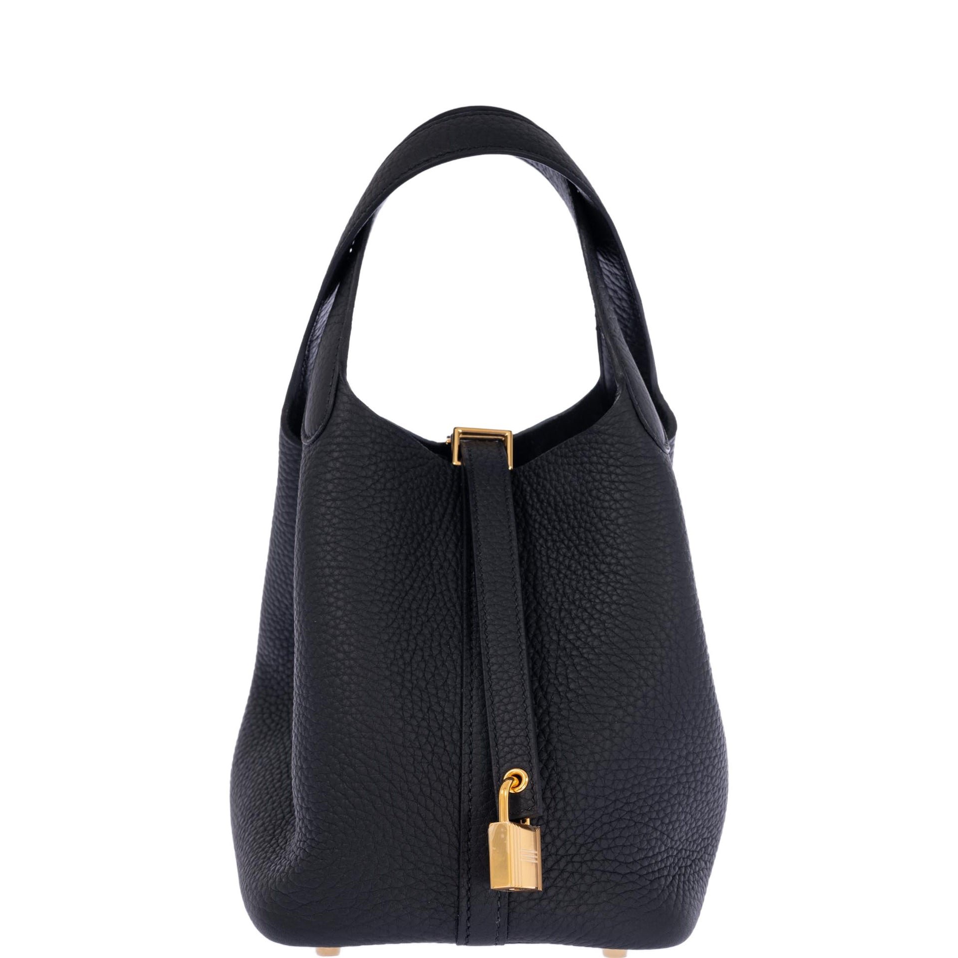 Hermes Hermès Picotin Lock 18 Black Clemence Gold Hardware