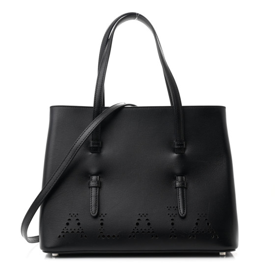 Alaia Calfskin Laser Cut Mina 25 Bag Black