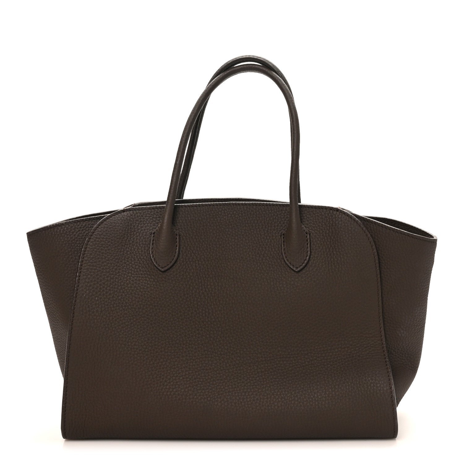 The Row Matte Grained Calfskin Marlo 12 Tote Bag Dark Olive