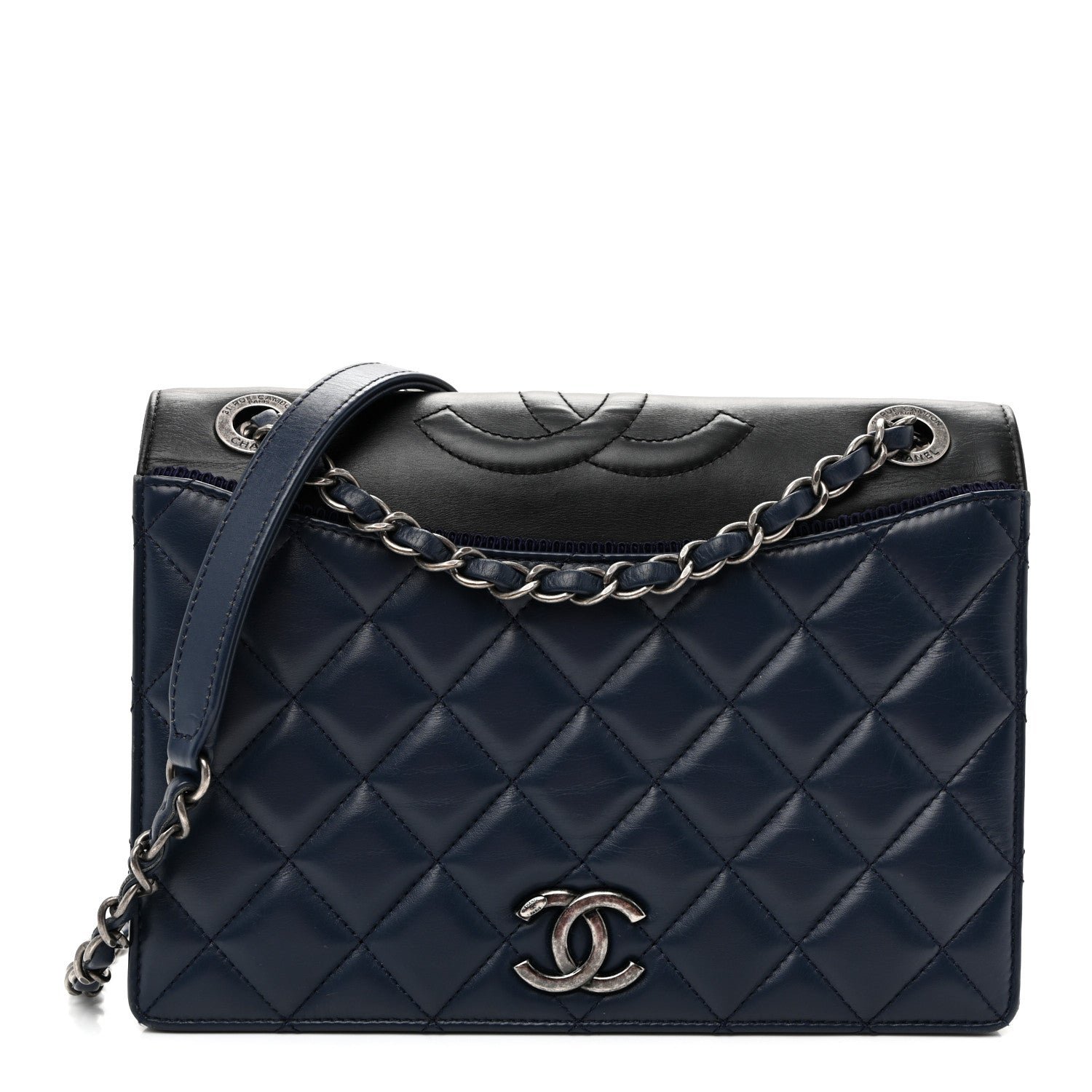 Chanel Calfskin Quilted Ballerine Flap Black Blue