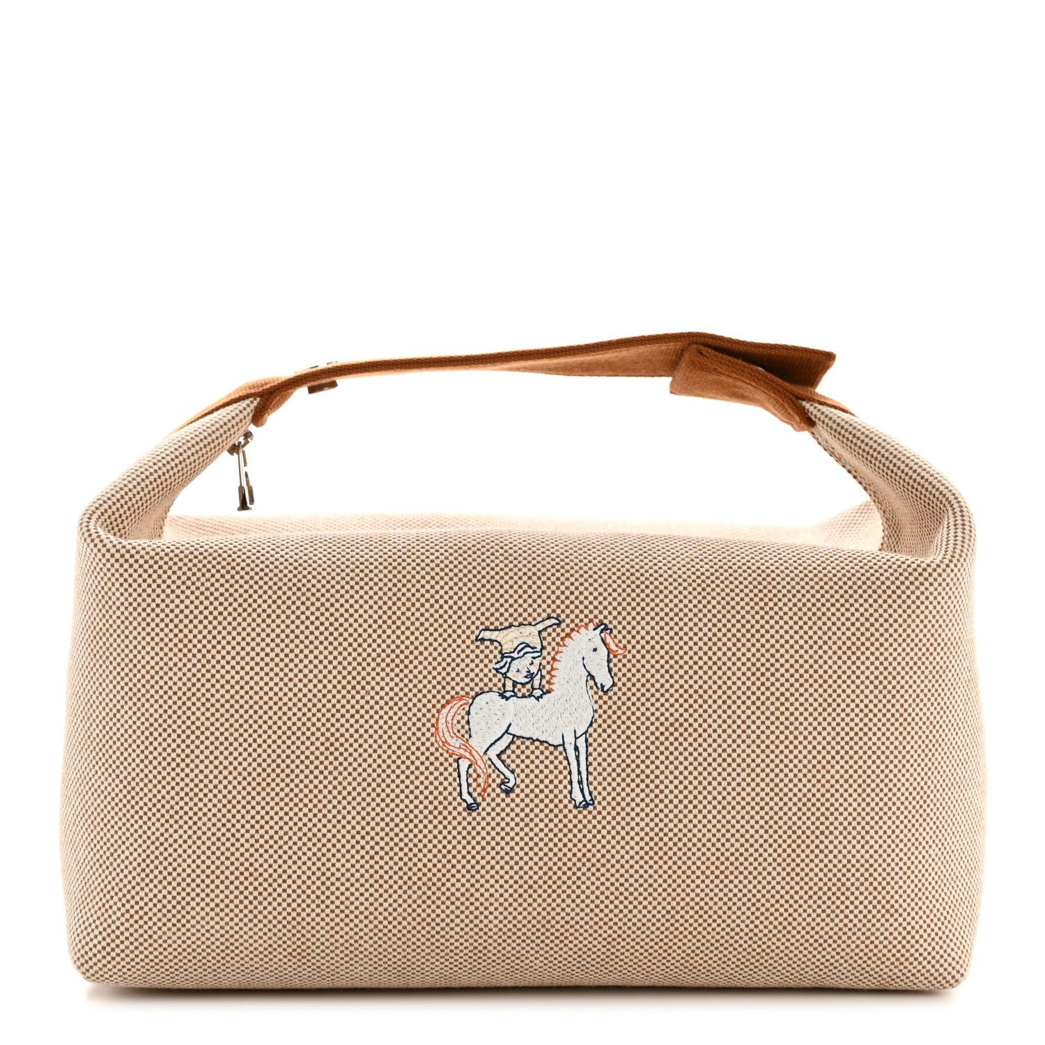Hermes Canvas Large Bride-A-Brac Cabriole Case Biscuit
