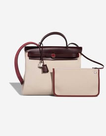 Hermes 
		Herbag 31 Toile / Vache Hunter Rouge Sellier / Rouge H / Béton    