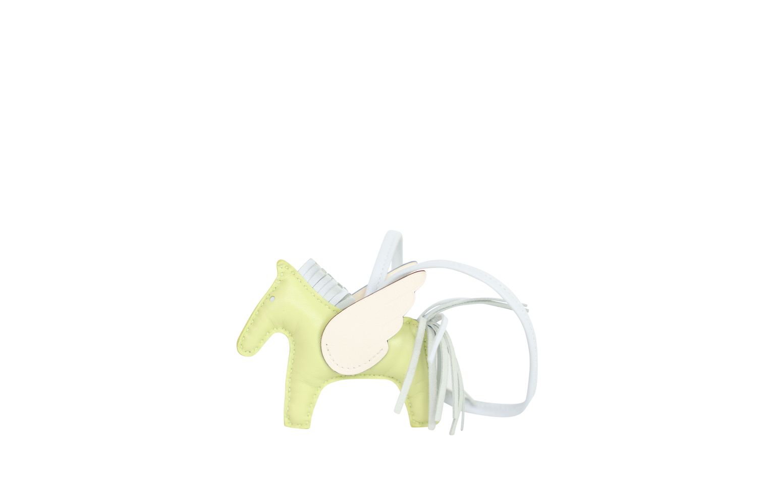 Hermes Pegasus PM Bag Charm, Green and Chalk White Leather, Z 2021 Stamp, Preowned in Box WA001