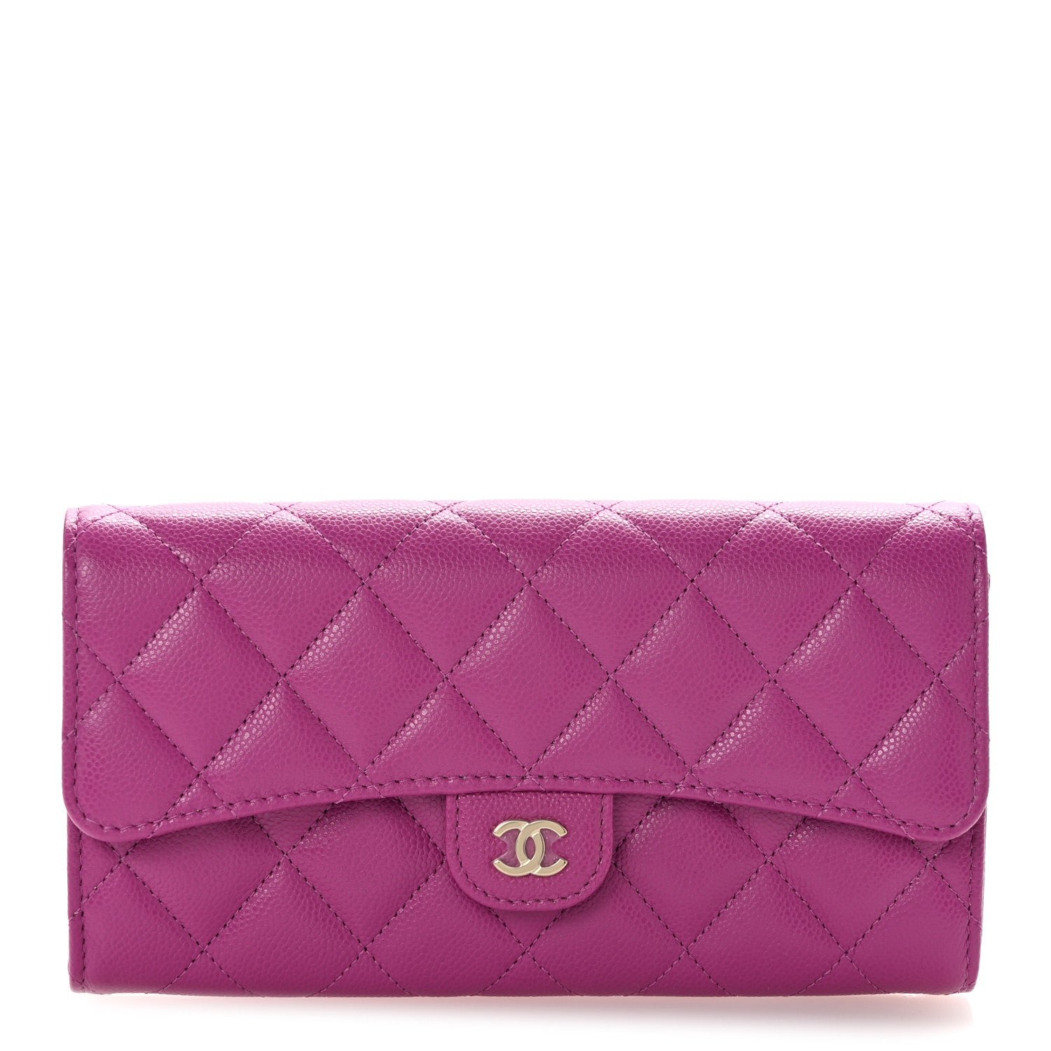 Chanel Caviar Quilted Large Flap Wallet Purple