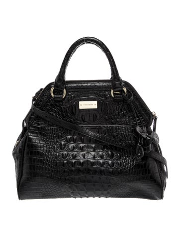 Embossed Leather Top Handle Bag