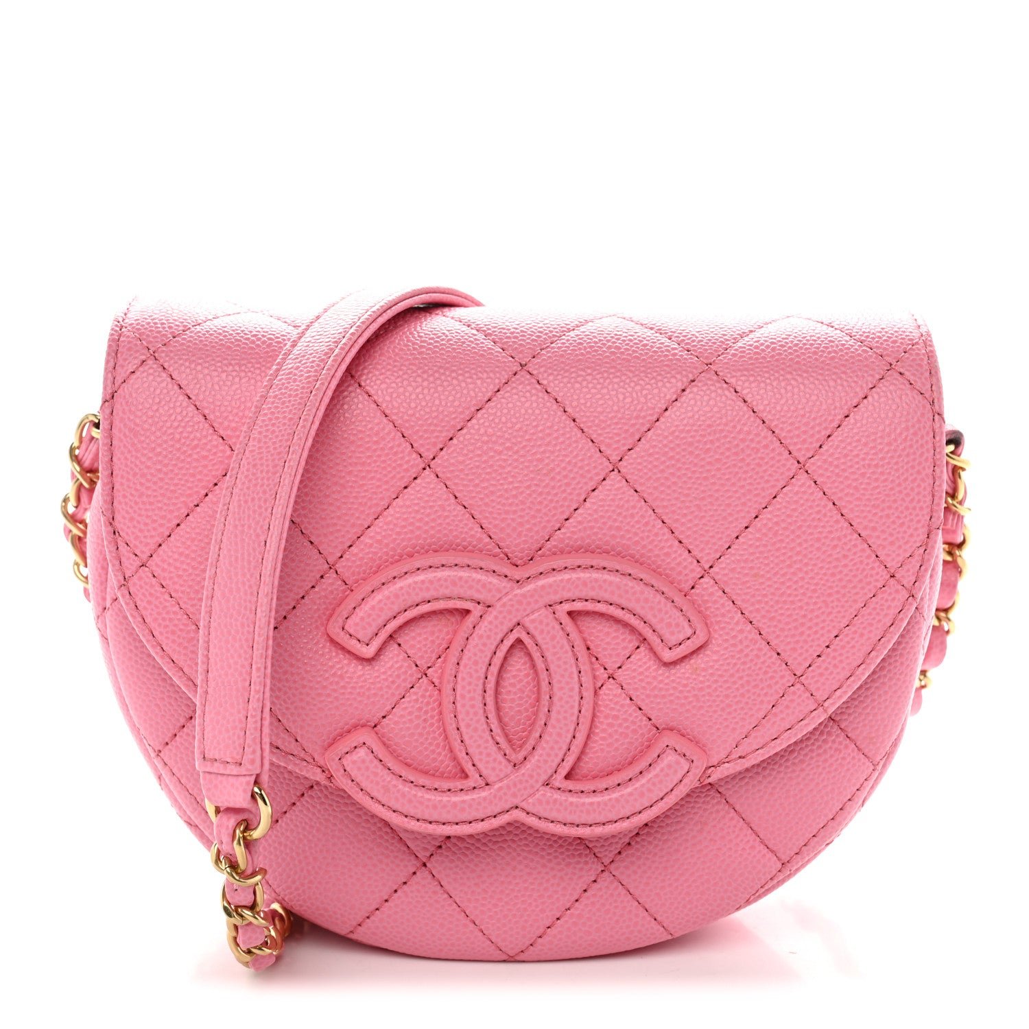 Chanel Caviar Quilted Mini Messenger Flap Light Pink