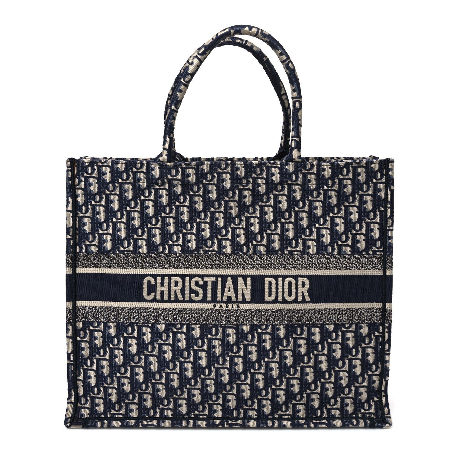 Christian Dior Oblique Large Book Tote Blue Multicolor