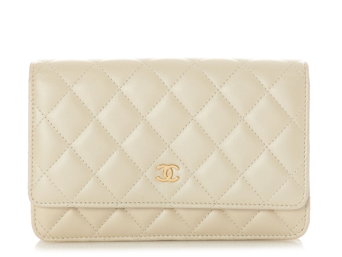 Chanel Beige Quilted Lambskin Wallet on Chain WOC