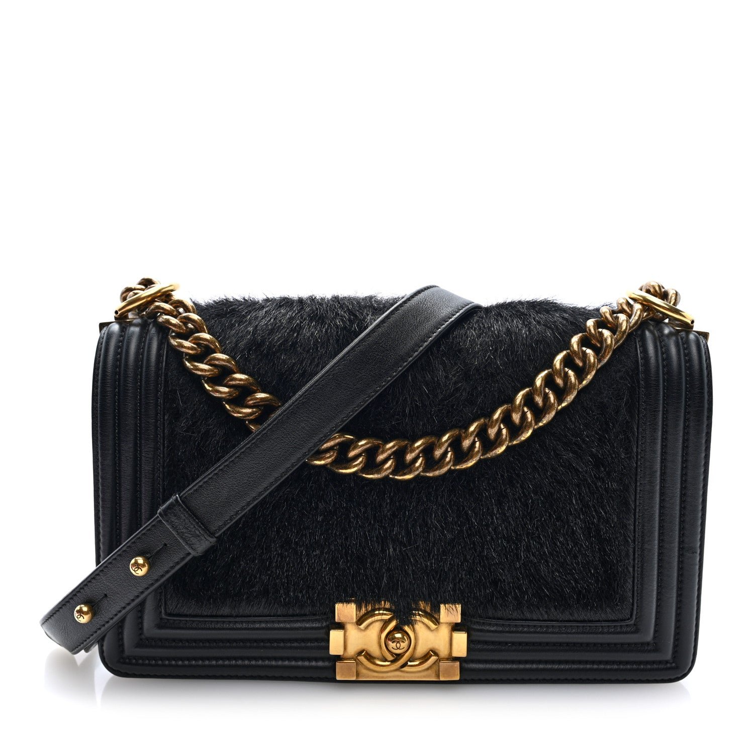 Chanel Goat Hair Medium Celtic Boy Flap Black