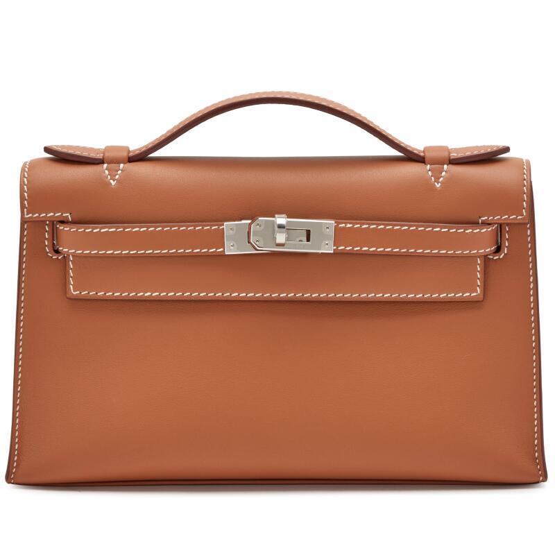 Hermes Gold Swift Kelly Pochette Palladium Hardware, 2025