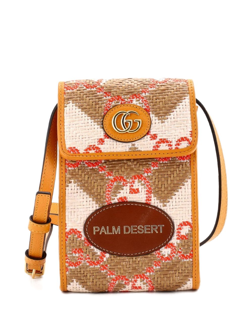 Destination Phone Flap Straw Effect GG Raffia crossbody bag