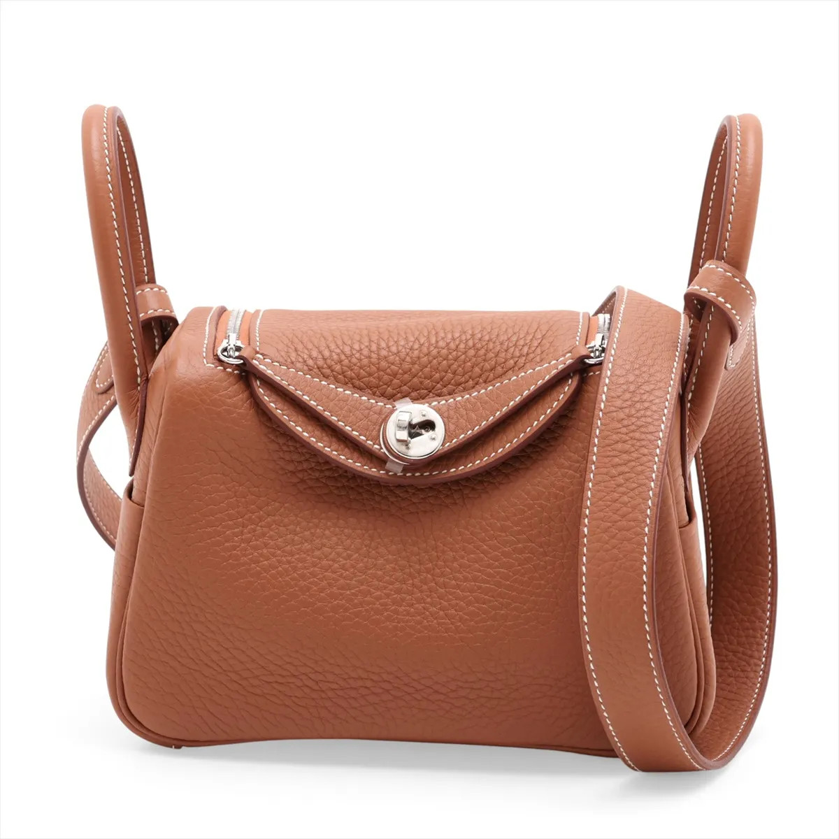 Hermès Lindy mini 20 Taurillon Clemence Gold Silver Metal Fittings