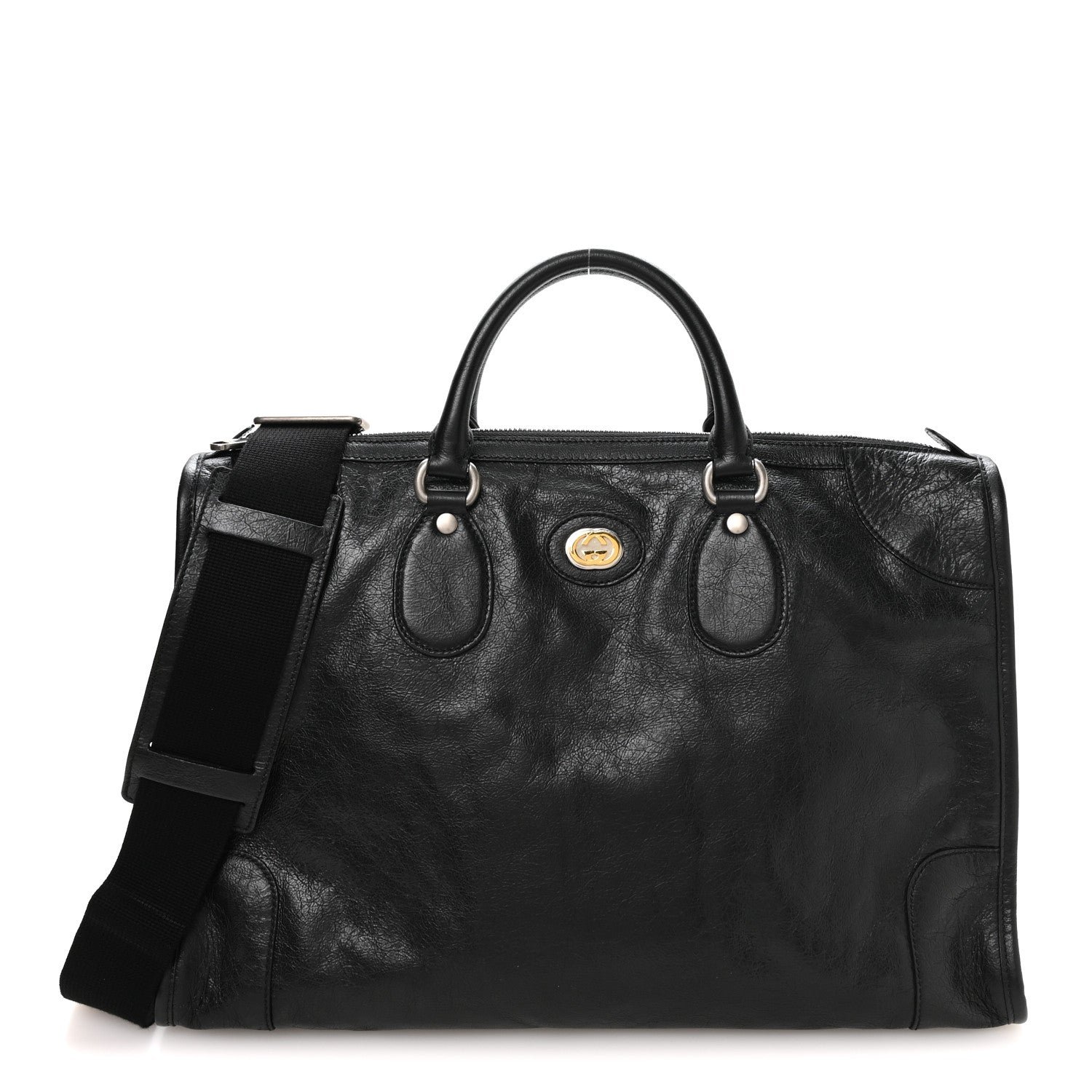 Gucci Fluffy Calfskin Morpheus Weekender Duffle Black