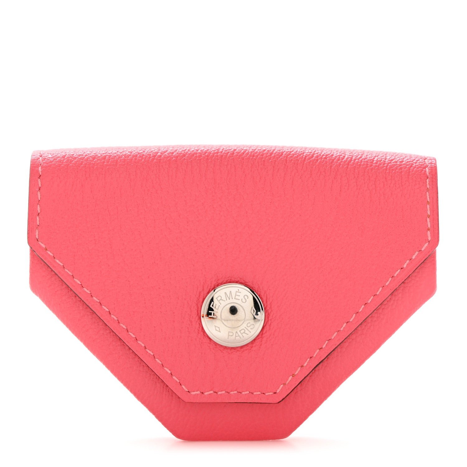 Hermes Chevre Mysore Verso Le 24 Coin Purse Rose Lipstick Orange