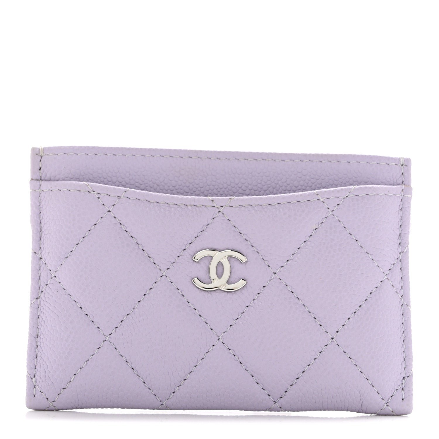 Chanel Caviar Quilted Card Holder Light Purple
