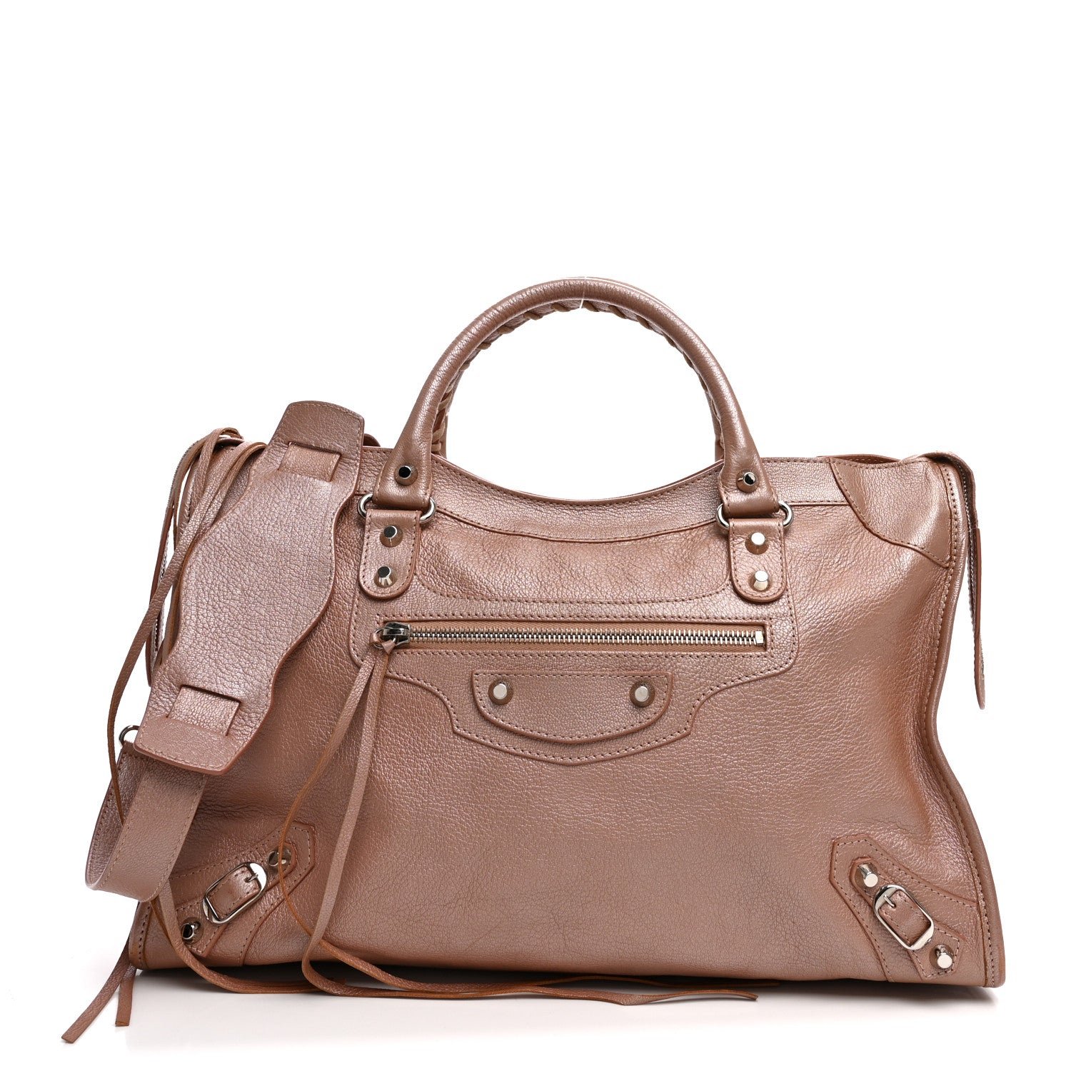Balenciaga Pearlescent Goatskin Classic Palladium Hardware City Rose Rose Light