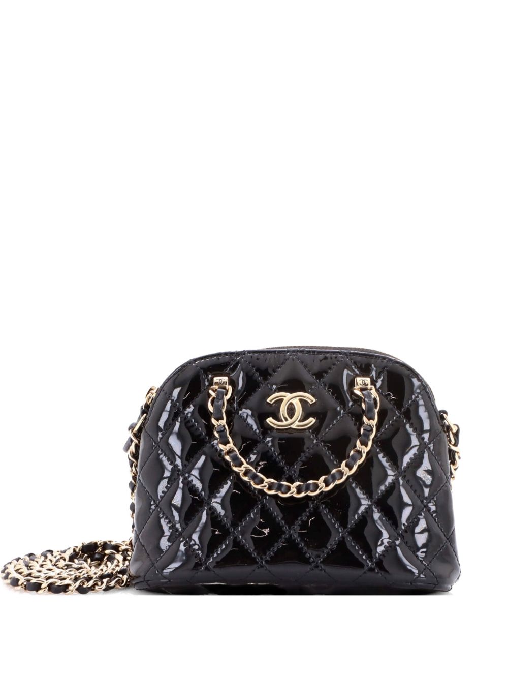CC Dome Zip Quilted Patent Mini crossbody bag