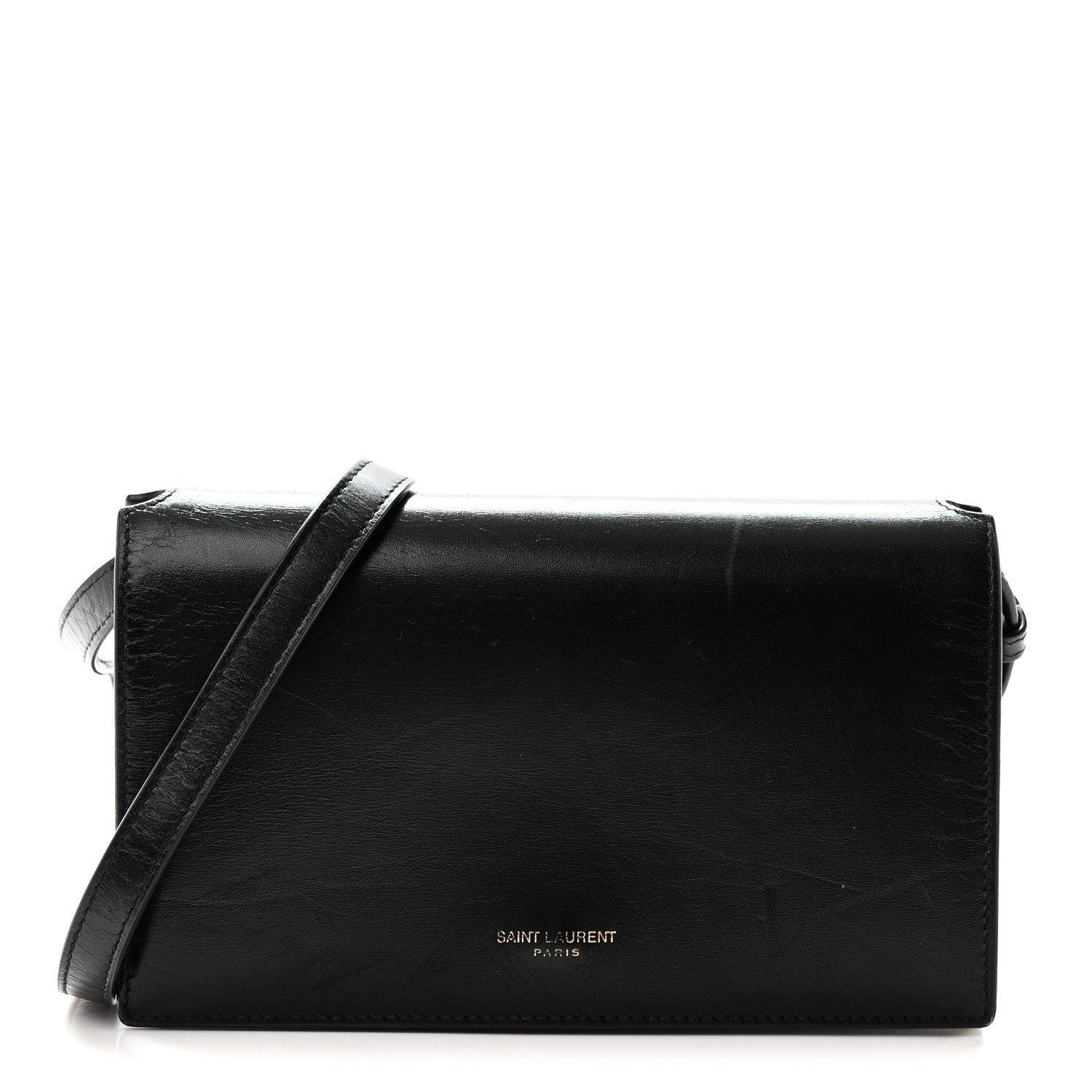 Saint Laurent Smooth Calfskin Monogram Crossbody Bag Black